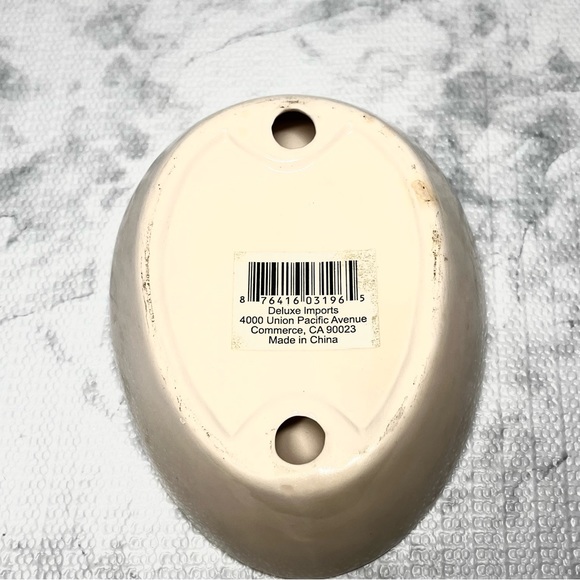 Egg shaped painted ceramic Easter Bunny dish. Approx 6" long - Picture 4 of 5